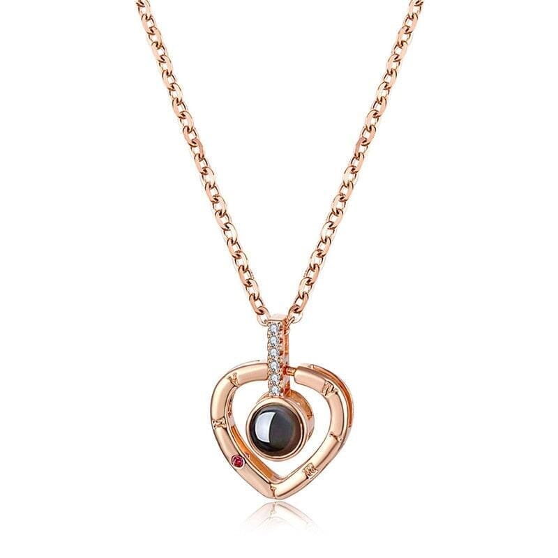 Collier “Je T’Aime” en 100 Langues Joias & Acessórios (Colar 2) Mascato Shop Dourado - Coração