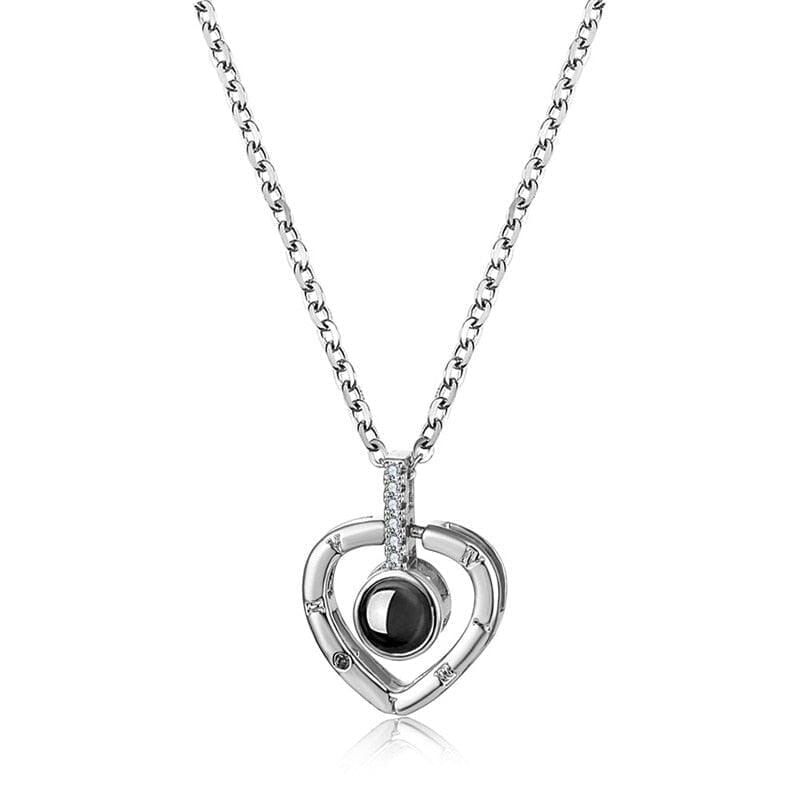 Collier “Je T’Aime” en 100 Langues Joias & Acessórios (Colar 2) Mascato Shop Prata - Coração
