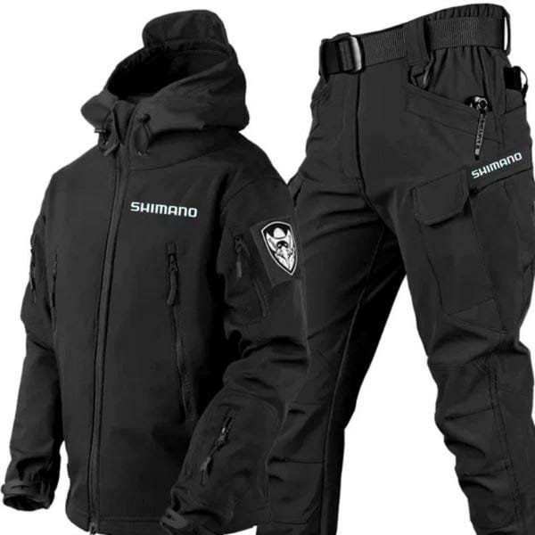 Ensemble Veste Imperméable Militaire avec Protection UV + Pantalon de Pêche Tactique - Shimano MASCULINO - ROUPAS - KIT JAQUETA + CALCA 1 Mascato Shop Noir P
