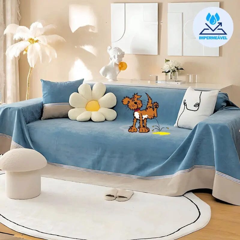 Housse Anti-Urine MaxProtect pour Canapés en Chenille UNISSEX - CASA - LIMPEZA - CAPA ANTI XIXI Mascato Shop Bleu 200x130cm