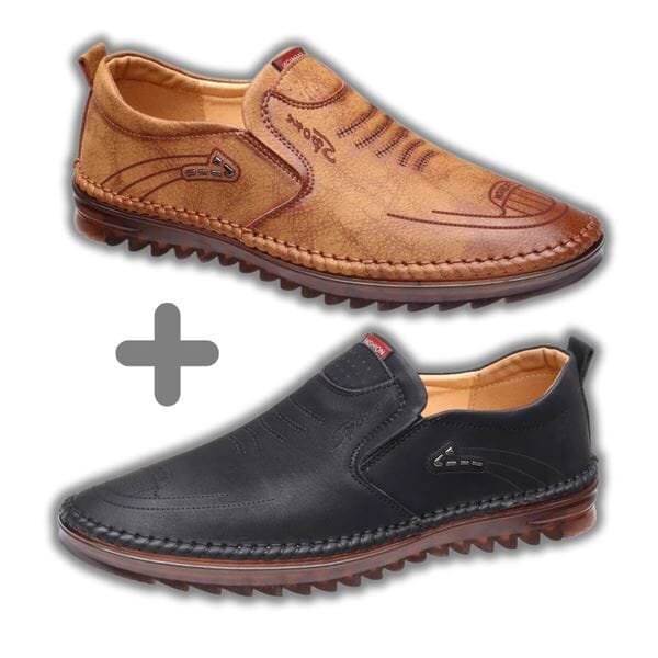 Mocassins Italiens - ACHETEZ 1, RECEVEZ 2 Calçados (Sapato Mocassim 2) Mascato Shop Marron + Noir 37