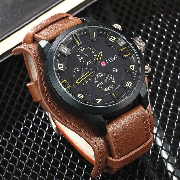 Montre Britannique Bristol en Cuir Masculino - Relógio 3 Mascato Shop