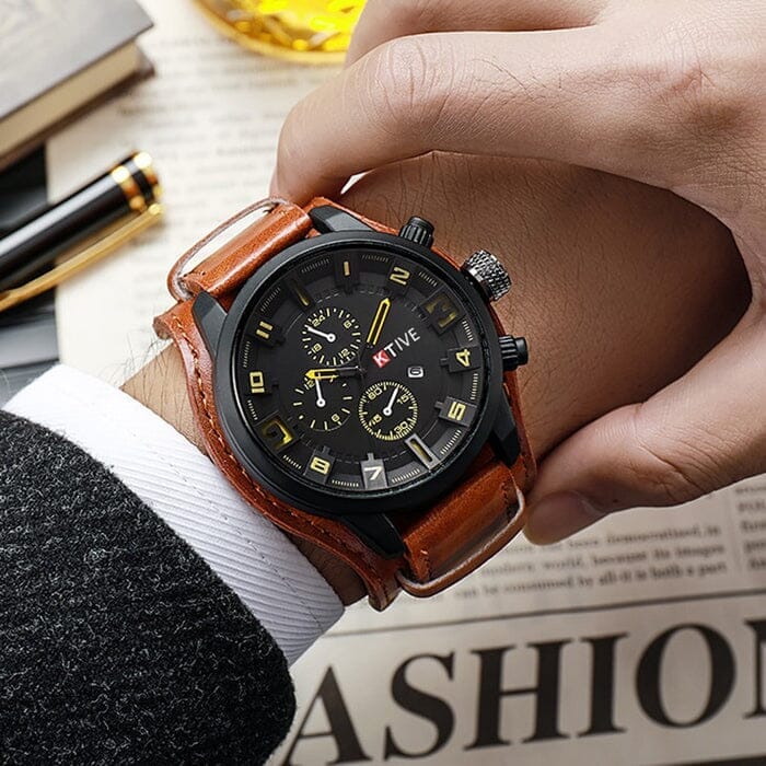 Montre Britannique Bristol en Cuir Masculino - Relógio 3 Mascato Shop
