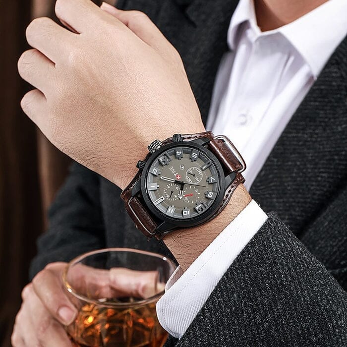 Montre Britannique Bristol en Cuir Masculino - Relógio 3 Mascato Shop