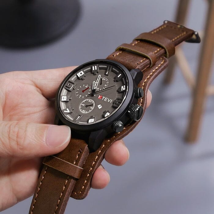 Montre Britannique Bristol en Cuir Masculino - Relógio 3 Mascato Shop Montre Britannique Bristol en Cuir Marron