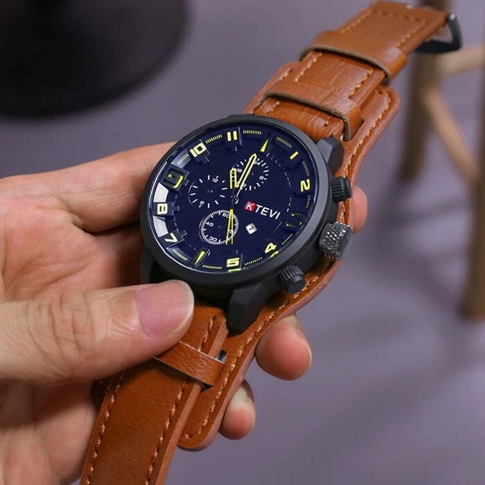 Montre Britannique Bristol en Cuir Masculino - Relógio 3 Mascato Shop Montre Britannique Bristol en Cuir Marron Clair