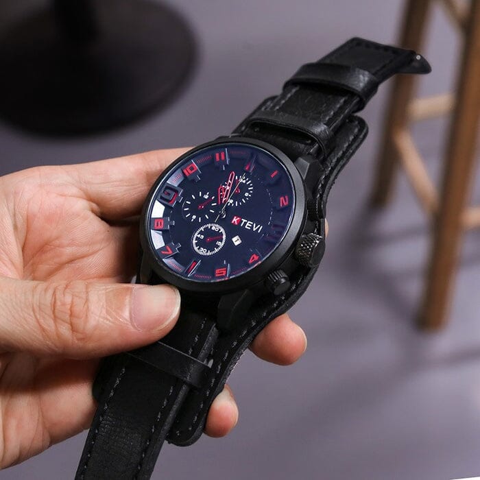 Montre Britannique Bristol en Cuir Masculino - Relógio 3 Mascato Shop Montre Britannique Bristol en Cuir Noir