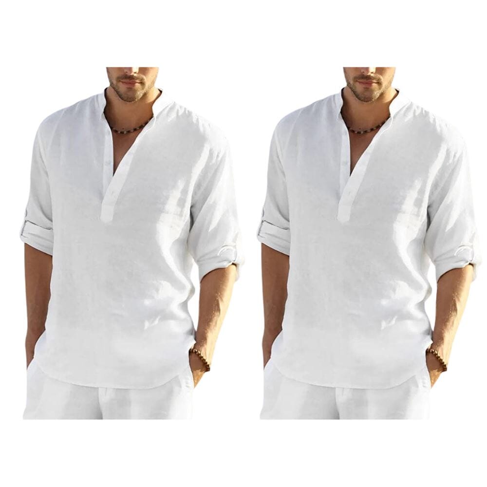 Chemise Homme Style Bataan Panama [ACHETEZ 1, RECEVEZ 2] Roupas (Camisa Masculina 2) Mascato Shop P Blanc/Blanc 