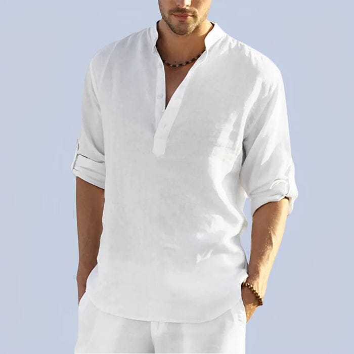 Chemise Homme Style Bataan Panama Roupas (Camisa Masculina 1) Mascato Shop P Blanc 