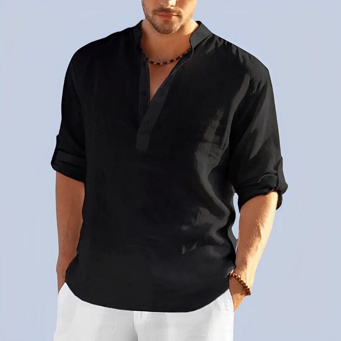 Chemise Homme Style Bataan Panama Roupas (Camisa Masculina 1) Mascato Shop P Noir 