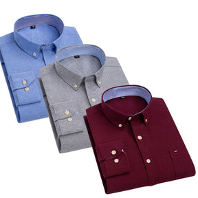 Kit Chemise Oxford Homme à Manches Longues [Payez 1, Recevez 3] MASCULINO - ROUPAS - CAMISA SOCIAL 2 Mascato Shop Bleu/Gris/Bordeaux P 