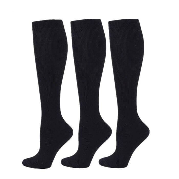 Kit de 3 Paires de Chaussettes de Compression 20-30 mmHg - Noires FEMININO - SAUDE - MEIA DE COMPRESSAO PRETA Mascato Shop 