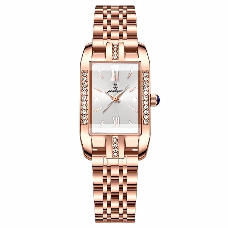 Montre Femme Quartz Rectangulaire de Luxe Feminino - Relógio 2 Mascato Shop Blanc 